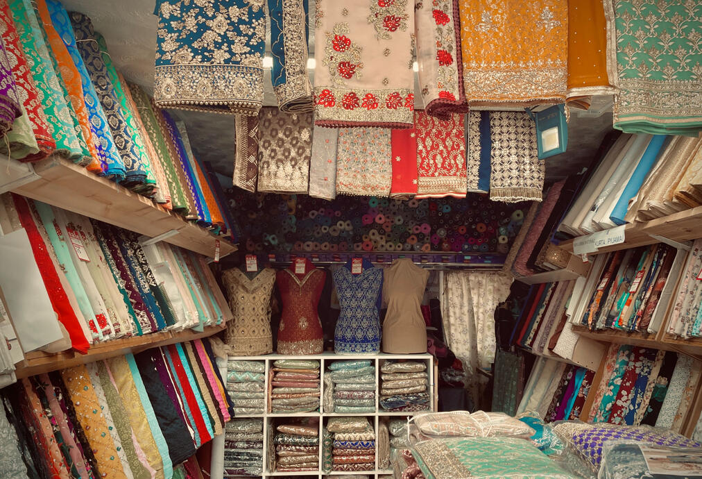 Inside shop Inside fabric shop, room which used to be a living room